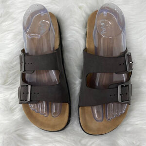 LAVAU Women's 2 Strap Double Buckle Adjustable Slip-On Size 10